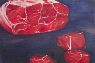Fleischstücke I, 2018, 60 x 80 cm, Acryl auf Leinwand 