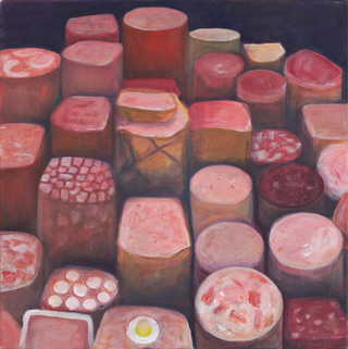 Wurstware I, 2018, 70 x 70 cm, Acryl auf Leinwand 