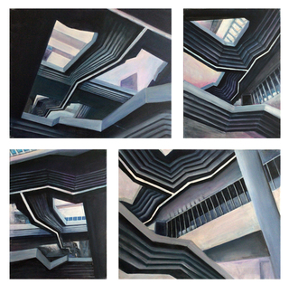 staircase I-IV, 2020, 40 x 30 cm / 40 x 50 cm, Acryl auf Leinwand 
