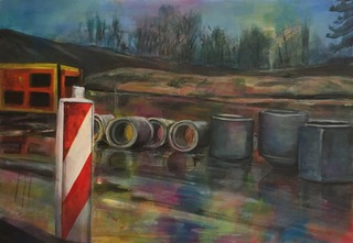 construction site I, 2017, 70 x 100 cm, Acryl auf Leinwand 